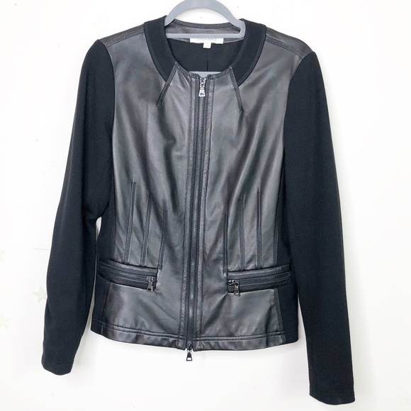 𝅺Ellen Tracy leather and fabric black moto jacket - Picture 12 of 12